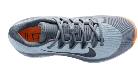Nike Men's Vapor 12 Clay Court Tennis Shoes in Ashen SlateObsidian-Lt Armory Blue（125）